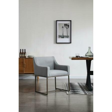 GFANCY FIXTURES Velvet Antique Brass Dining Chair, Grey GF3096038